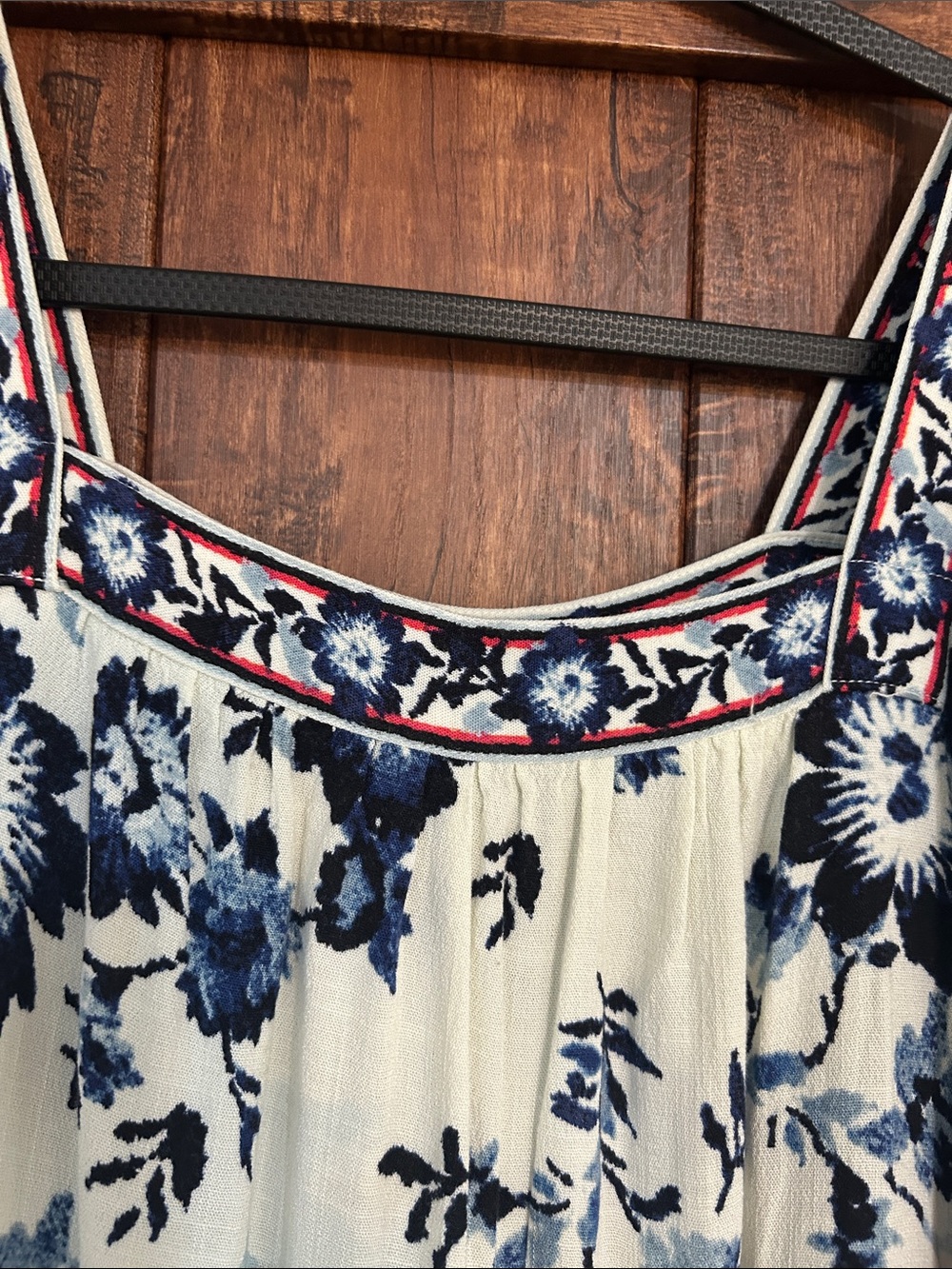Max Studio Cream Dress with Navy Floral Print - Picture 5 of 15